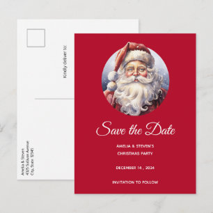 Postal De Anuncios Santa Claus Retro con Sombrero Rojo de Navidad