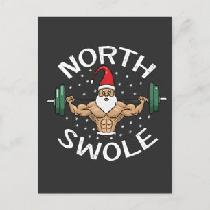 Postal De Anuncios Santa divertido de musculatura fuerte del norte Fi