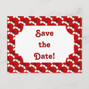 Postal De Anuncios Santa Hats con Holly Save the Date Postcard