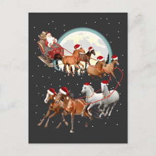 Postal De Anuncios Santa montando caballos Equitación Trineo