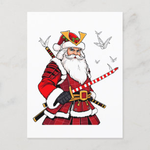 Postal De Anuncios Santa Navidad Santa Claus Arte Japonés Samurái