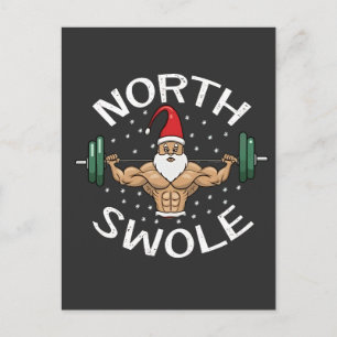 Postal De Anuncios Santa Norte Musculoso Divertido Navidad Fitness