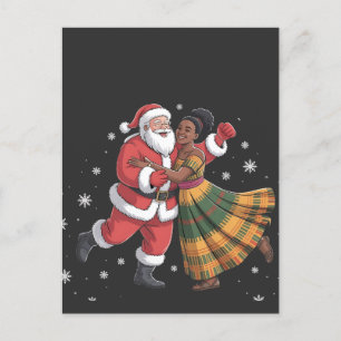Postal De Anuncios Santa Señora Claus bailando en afroamericano