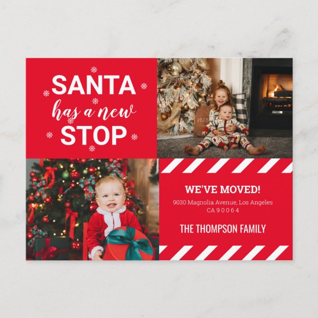 Postal De Anuncios Santa tiene un nuevo Stop We ve Photo Moving (Anverso)