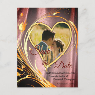 Postal De Anuncios Satin de cobre/latón y flor gráfica