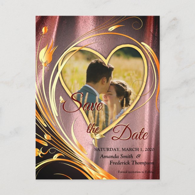 Postal De Anuncios Satin de cobre/latón y flor gráfica (Anverso)