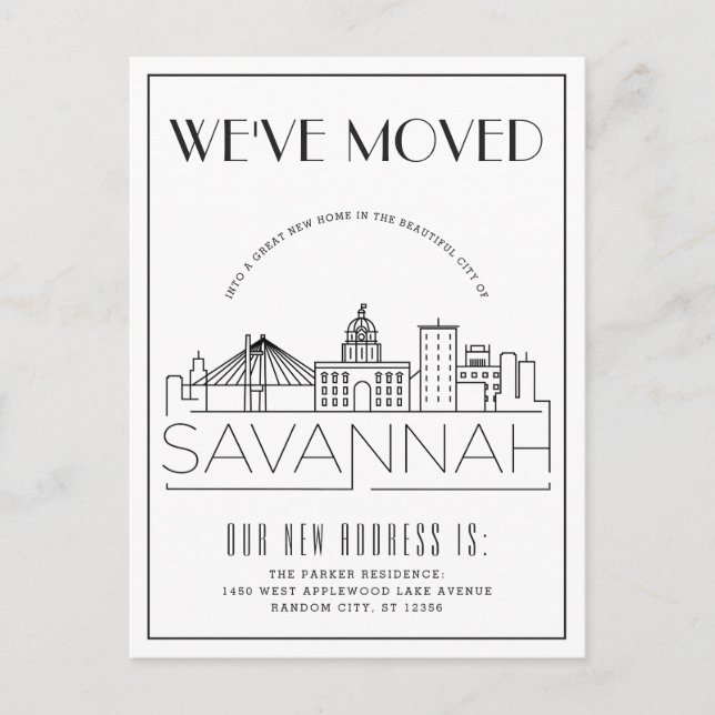 Postal De Anuncios Savannah Modern Deco | Cambio de Dirección (Anverso)