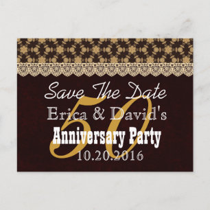 Postal De Anuncios Save the Date 50 Aniversario GOLD BLACK V01A
