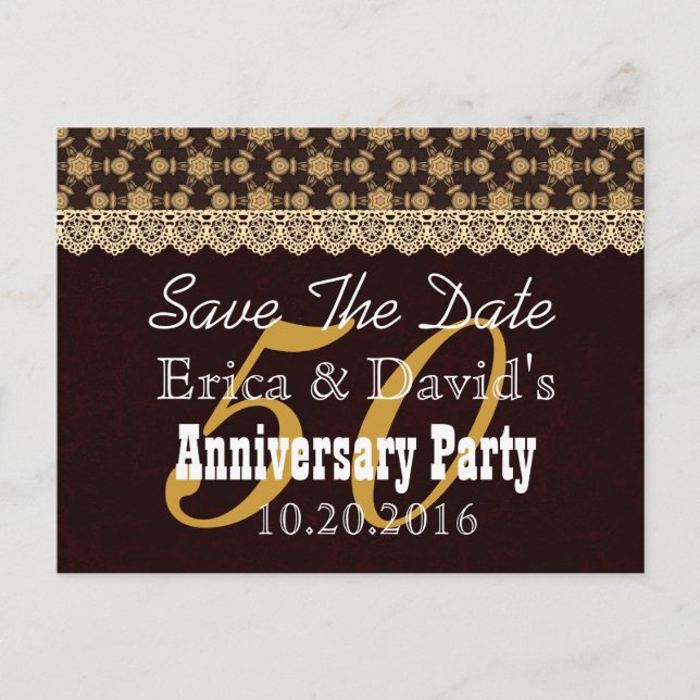 Postal De Anuncios Save the Date 50 Aniversario GOLD BLACK V01A (Anverso)
