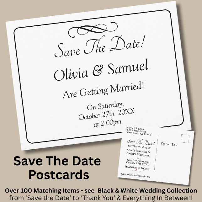 Postal De Anuncios Save The Date -Black & White with Infinity Scroll  (Subido por el creador)