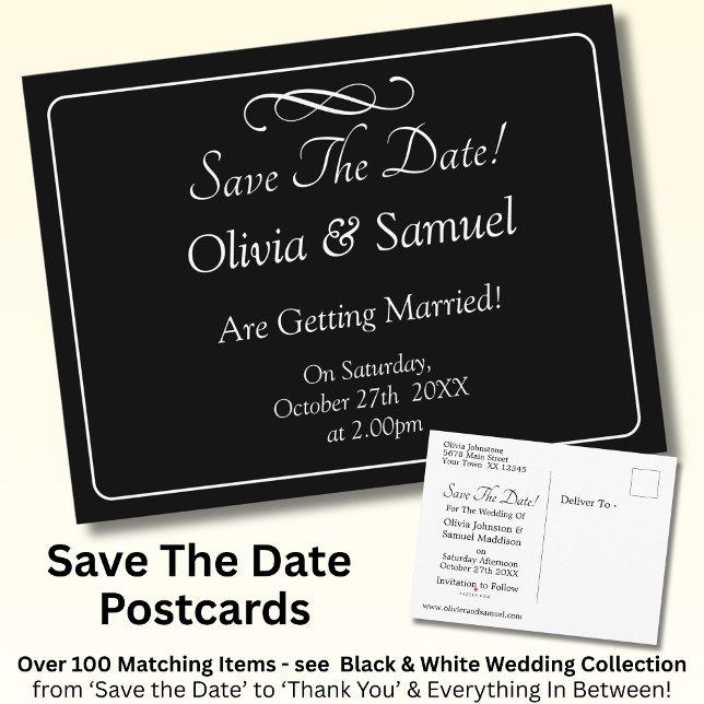 Postal De Anuncios Save The Date -Black & White with Infinity Scroll  (Subido por el creador)