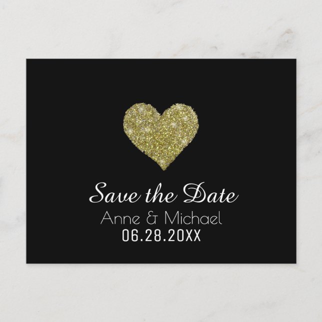 Postal De Anuncios save-the-date boda moderna negra (Anverso)