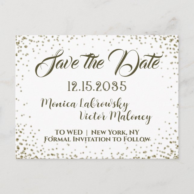 Postal De Anuncios Save the Date | Confeti (Anverso)