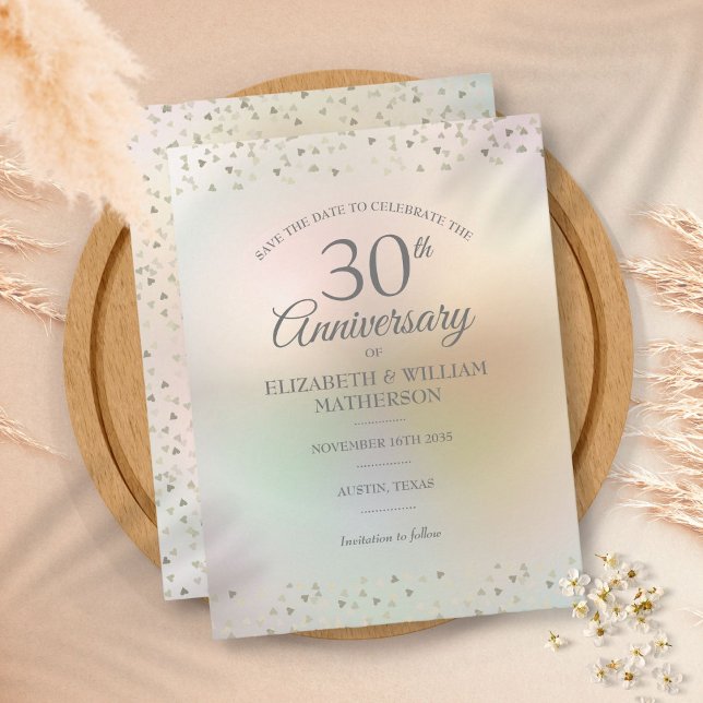Postal De Anuncios Save the Date Confeti de Corazones 30 Aniversario  (Subido por el creador)
