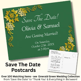 Postal De Anuncios Save The Date - Emerald Green & Gold