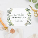 Postal De Anuncios Save the Date Eucalyptus Greenery Succulent<br><div class="desc">Announce your upcoming nuptials in style with our stunning eucalyptus save the date cards. These cards feature a beautiful eucalyptus design, bringing a touch of nature to your special day. With a chic and modern look, your guests will be eager to save the date for your wedding. Our easy online...</div>