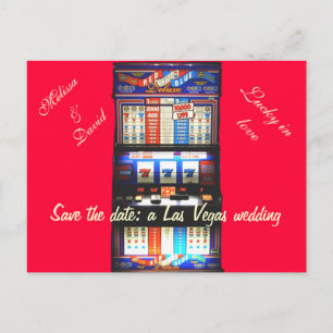 Postal De Anuncios Save the Date Las Vegas Boda Slot Machine Red