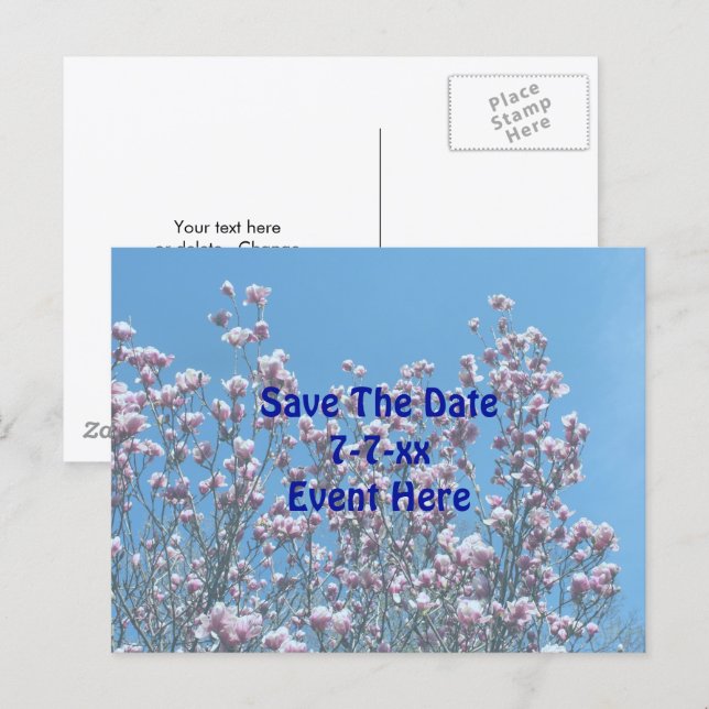 Postal De Anuncios Save The Date Magnolia Flower Blossoms  (Anverso / Reverso)