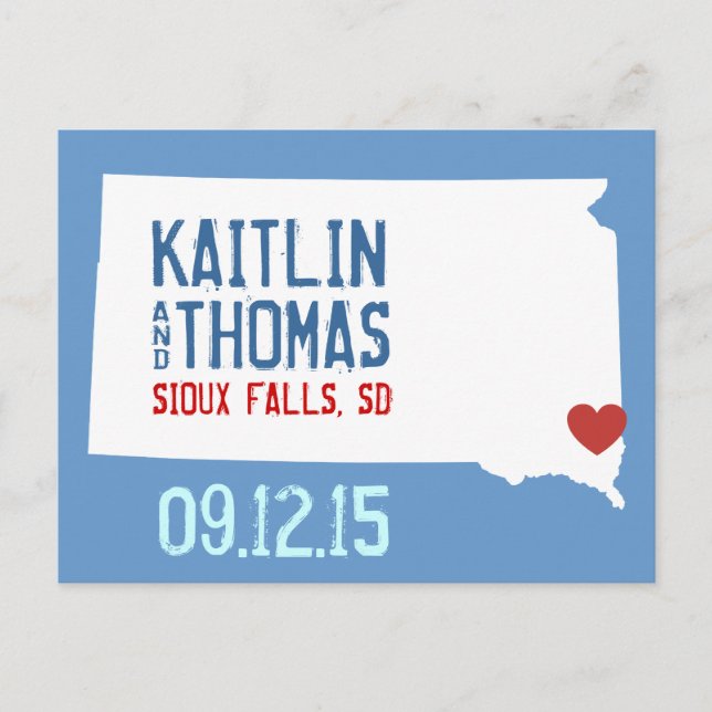 Postal De Anuncios Save the Date - Personalizable - Dakota del Sur (Anverso)