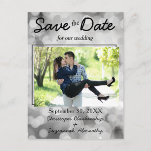 Postal De Anuncios Save the Date Personalizado Photo Bokeh Boda