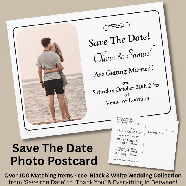 Postal De Anuncios Save The Date, Photo - Black & White with Infinity (Subido por el creador)