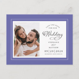Postal De Anuncios Save The Date Photo Blue Elegant Wedding