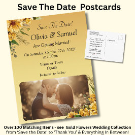 Postal De Anuncios Save The Date - Photo with Golden Yellow Flowers