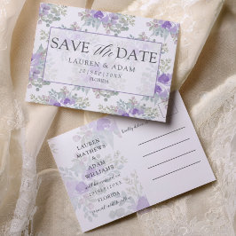 Postal De Anuncios Save the Date Purple Floral Wedding