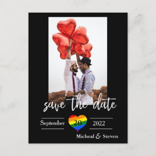 Postal De Anuncios Save the Date Rainbow Heart Photo