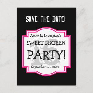 Postal De Anuncios Save the Date Sweet 16 Birthday Party A01 PINK