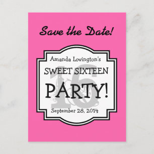 Postal De Anuncios Save the Date Sweet 16 Birthday Party A02 PINK