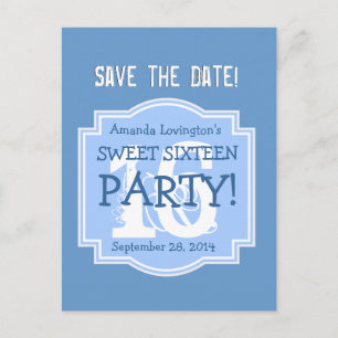 Postal De Anuncios Save the Date Sweet 16 Birthday Party V005 BLUE