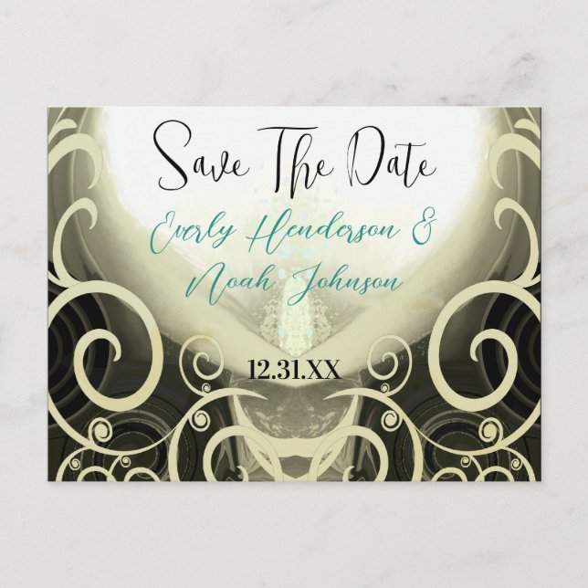 Postal De Anuncios Save The Date - Tan Cala Lily con Remolinos (Anverso)