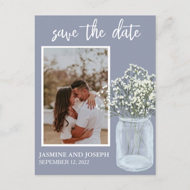 Postal De Anuncios Save the Date the Baby's Breath Flowers Photo (Anverso)