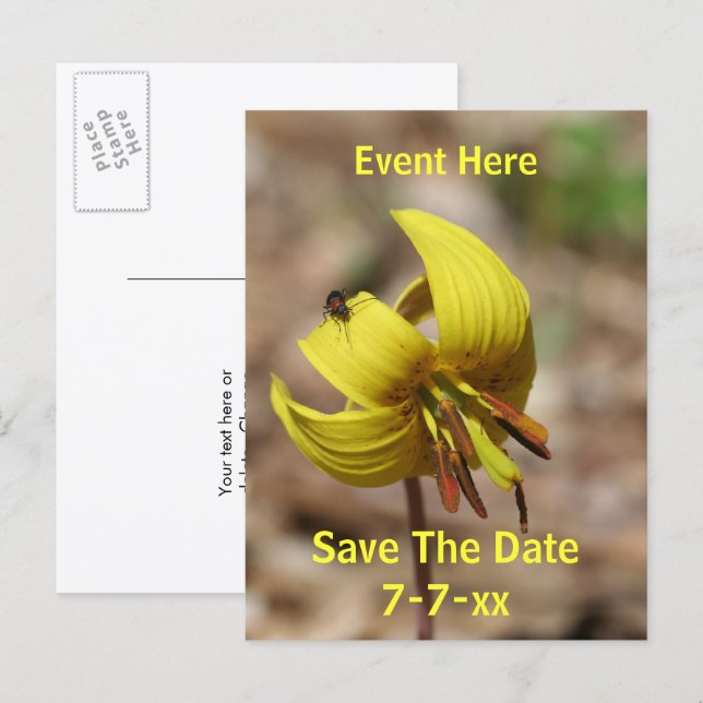 Postal De Anuncios Save The Date Wild Trout Lily Flower  (Anverso / Reverso)