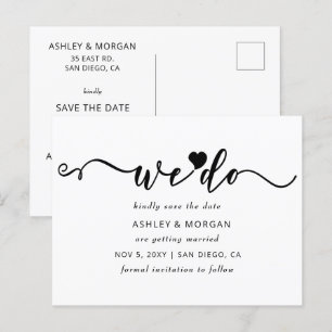 Postal De Anuncios Script Black and White Heart We Do Save the Date