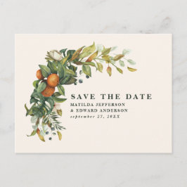 Postal De Anuncios Script boda elegante cítrico botánico moderno