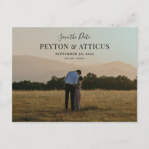 Postal De Anuncios Script Font Landscape Photo Save the Date Postcard