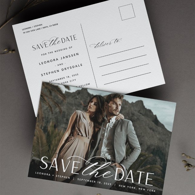 Postal De Anuncios Script Suave | Foto de Boda Save the Date (Subido por el creador)