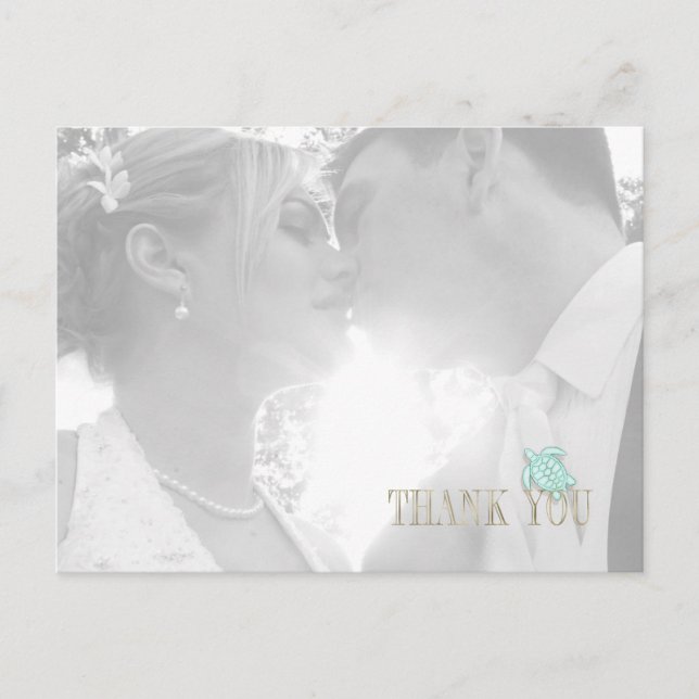 Postal De Anuncios Sea Foam Beach Wedding Thank You ID837 (Anverso)