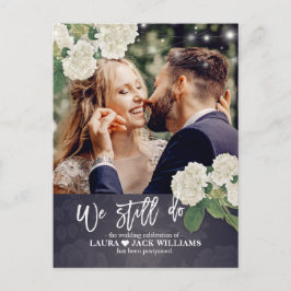 Postal De Anuncios Seguimos Posponiendo Bodas. Foto reprogramada