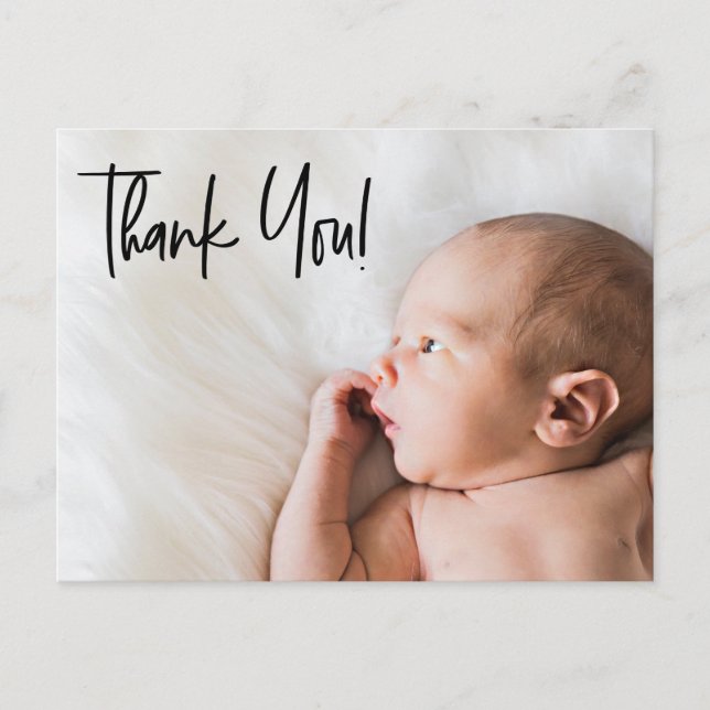 Postal De Anuncios Segundo bebé guión personalizado de agradecimiento (Anverso)