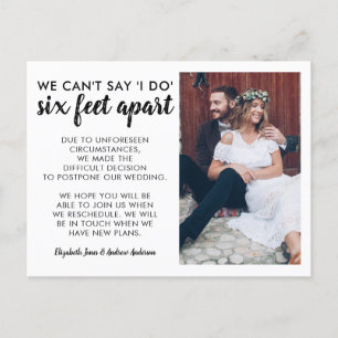 Postal De Anuncios Seis Pies Aparte Cambiar Plan Foto Boda Pospuesta