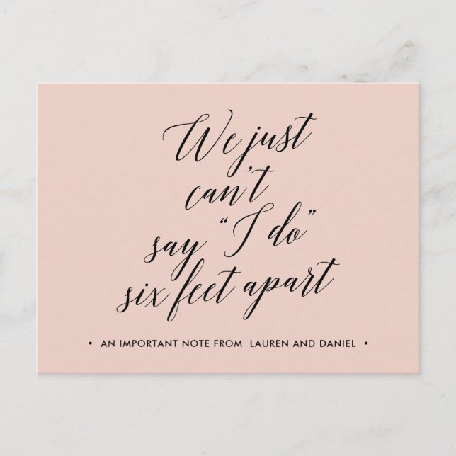 Postal De Anuncios Seis pies de distancia Cambio de planes pospuesto  (Anverso)