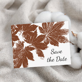 Postal De Anuncios Sello de hoja marrón de otoño Boda Save the Date
