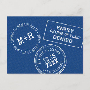 Postal De Anuncios Sello Divertido de Pasaporte Bodas Cambiar la Fech