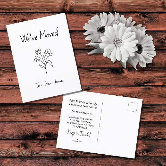 Postal De Anuncios Sencilla margarita hemos mudado de nuevo hogar (Subido por el creador)