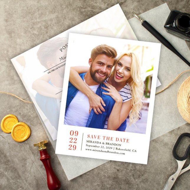 Postal De Anuncios Sencilla y elegante boda fotográfica Guardar la ta (Subido por el creador)