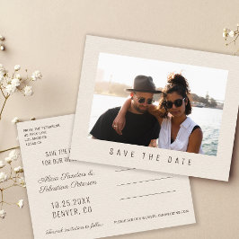 Postal De Anuncios Sencilla y elegante foto de boda marrón crema fech