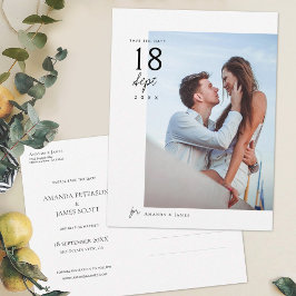 Postal De Anuncios Sencilla y elegante Moda foto boda Guardar la fech